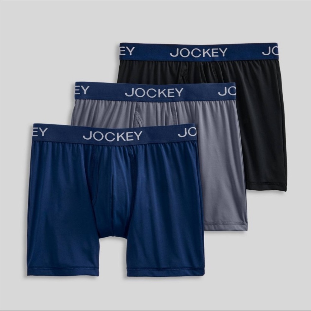 Jockey Generation Men's Microfiber Long Leg 3pk Boxer Briefs Gray/Black/Blue S